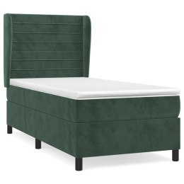 Łóżko kontynentalne z materacem, zielone, aksamit, 80x200 cm