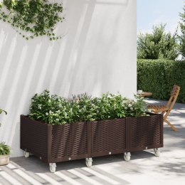 Donica ogrodowa na kółkach, brązowa, 150x80x54 cm, PP