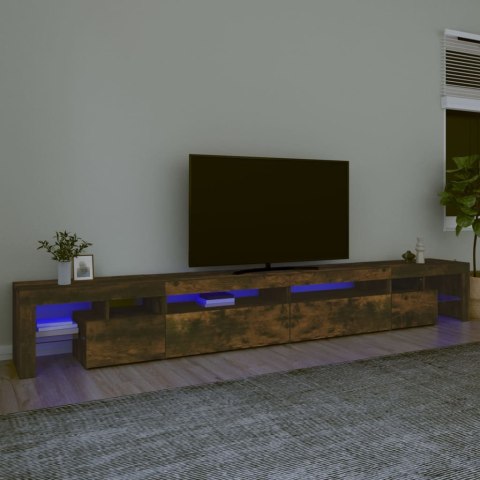 Szafka pod TV z oświetleniem LED przydymiony dąb 290x36,5x40 cm