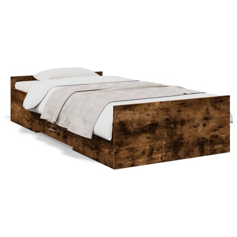 Rama łóżka z szufladami, przydymiony dąb, 100x200 cm Lumarko!