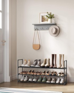 3-poziomowy stojak na buty, metalowy stojak na buty, na 15-18 par, możliwość układania w stosy, do salonu, sypialni, garderoby, 