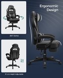Krzesło do gier Krzesło biurowe z podnóżkiem, krzesło biurowe z zagłówkiem i poduszką lędźwiową, z regulacją wysokości, ergonomi
