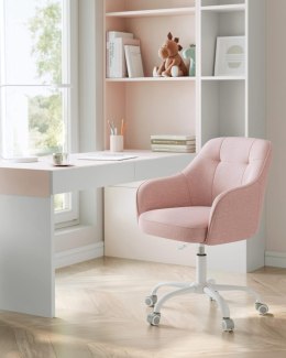 Krzesło obrotowe, krzesło biurowe, regulacja wysokości, nośność do 110 kg, materiał oddychający, do biura, sypialni, różowy