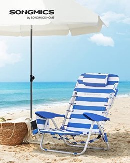 Krzesło plażowe, składane krzesło kempingowe, przenośne krzesło ogrodowe, do noszenia jako plecak, z regulowanym oparciem, zagłó