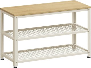 Ławka na buty z 2 półkami z siatki do przechowywania butów 30 x 73 x 45 cm do przedpokoju, przedpokoju, salonu, metalowej ramy,