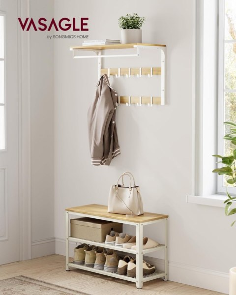 Ławka na buty z 2 półkami z siatki do przechowywania butów 30 x 73 x 45 cm do przedpokoju, przedpokoju, salonu, metalowej ramy, 