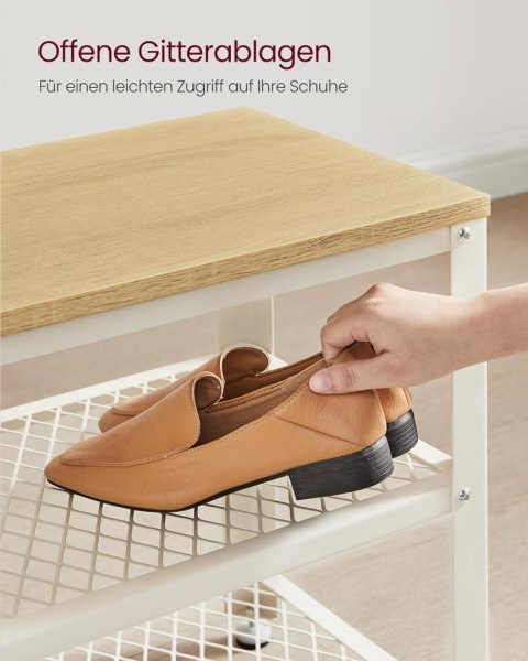 Ławka na buty z 2 półkami z siatki do przechowywania butów 30 x 73 x 45 cm do przedpokoju, przedpokoju, salonu, metalowej ramy, 