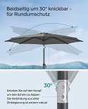 Parasol ogrodowy 290 cm, UPF 50+, Osłona przeciwsłoneczna, Nachylenie 30° w 2 kierunkach, Korba do otwierania i zamykania, do og