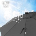 Parasol ogrodowy 3 m z diodami LED zasilanymi energią słoneczną, osłona przeciwsłoneczna z ochroną UPF 50+, przechylana, korbka 