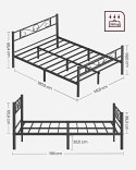 Podwójna rama łóżka Metalowa rama łóżka, pasuje do materaca 140 x 190 cm, dla dorosłych Dzieci Dzieci, nie wymaga sprężyny skrzy