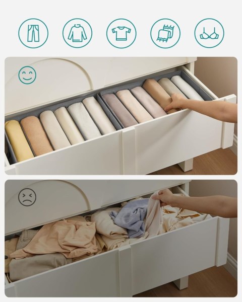 Zestaw 4 organizerów do szuflad, 6-przedziałowych organizerów do szaf, składanych organizerów na ubrania, 42 x 30 x 17 cm, do sp