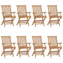 VidaXL Krzesła ogrodowe z czerwonymi poduszkami, 8 szt., drewno tekowe