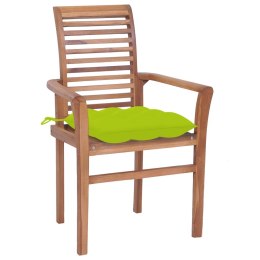 Krzesła ogrodowe z jasnozielonymi poduszkami, 8 szt., tekowe Lumarko!