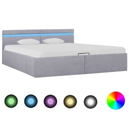 VidaXL Rama łóżka, podnośnik i LED, jasnoszara, tkanina, 160 x 200 cm