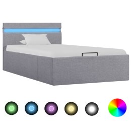 VidaXL Rama łóżka, podnośnik i LED, jasnoszara, tkanina, 90 x 200 cm