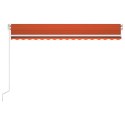 VidaXL Ręcznie zwijana markiza z LED, 450x300 cm, pomarańczowo-brązowa