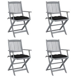 VidaXL Składane krzesła ogrodowe, 4 szt., poduszki, drewno akacjowe