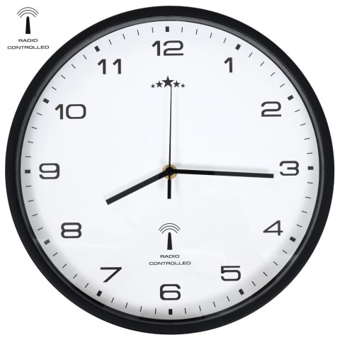 Sterowany radiowo zegar kwarcowy, 31 cm, biało-czarny Lumarko!