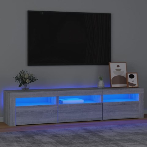 Szafka pod TV z oświetleniem LED, szarość sonoma, 180x35x40 cm Lumarko!