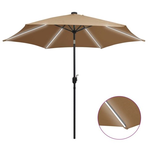 Parasol ogrodowy z LED i aluminiowym słupkiem, 300 cm, taupe Lumarko!