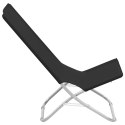 Składane krzesła plażowe, 2 szt., czarne, obite tkaniną Lumarko!