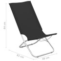 VidaXL Składane krzesła plażowe, 2 szt., czarne, obite tkaniną