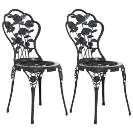 Krzesła bistro, 2 szt., odlewane aluminium, czarne Lumarko!