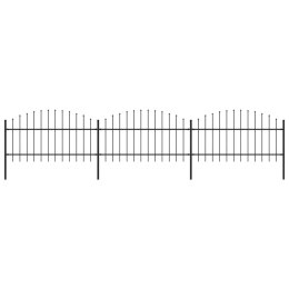 VidaXL Panele ogrodzeniowe z grotami, stal, (1-1,25) x 5,1 m, czarne