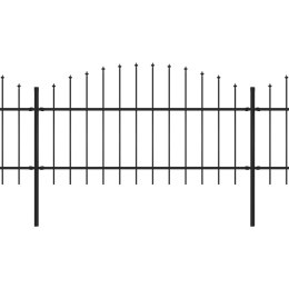 VidaXL Panele ogrodzeniowe z grotami, stal, (1-1,25) x 5,1 m, czarne