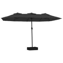 Podwójny parasol ogrodowy z LED, czarny, 449x245 cm Lumarko!