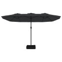 Podwójny parasol ogrodowy z LED, czarny, 449x245 cm Lumarko!