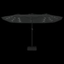 VidaXL Podwójny parasol ogrodowy z LED, czarny, 449x245 cm