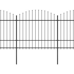 VidaXL Panele ogrodzeniowe z grotami, stal, (1,5-1,75) x 3,4 m, czarne