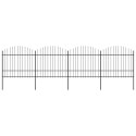 VidaXL Panele ogrodzeniowe z grotami, stal, (1,5-1,75) x 6,8 m, czarne
