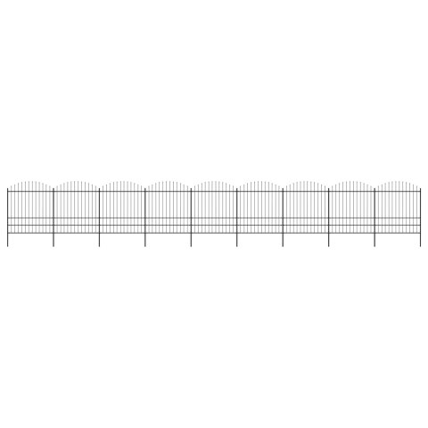 VidaXL Panele ogrodzeniowe z grotami, stal, (1,75-2) x 15,3 m, czarne