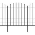 VidaXL Panele ogrodzeniowe z grotami, stal, (1,75-2) x 15,3 m, czarne