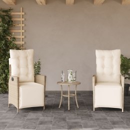 VidaXL Rozkładane fotele ogrodowe z podnóżkiem, 2 szt., beżowe