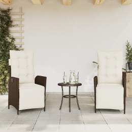 VidaXL Rozkładane fotele ogrodowe z podnóżkiem, 2 szt., brązowe