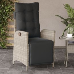 VidaXL Rozkładany fotel ogrodowy z podnóżkiem, jasnoszary polirattan