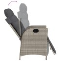 Rozkładany fotel ogrodowy z podnóżkiem, jasnoszary polirattan Lumarko!