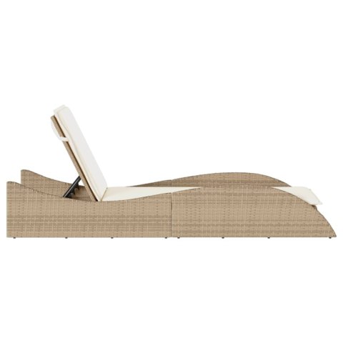 VidaXL Leżanka z poduszką, beżowa, 60x205x73 cm, polirattan