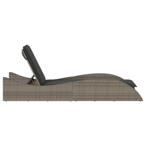 Leżanka z poduszką, szara, 60x205x73 cm, polirattan Lumarko!