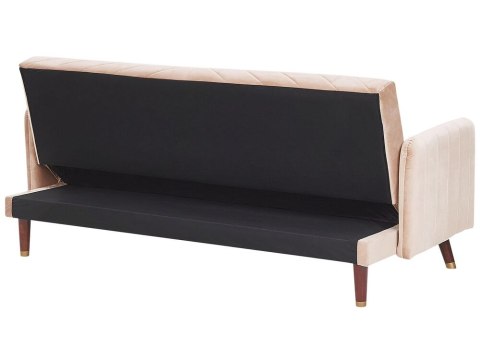Sofa rozkładana welurowa beżowa SENJA