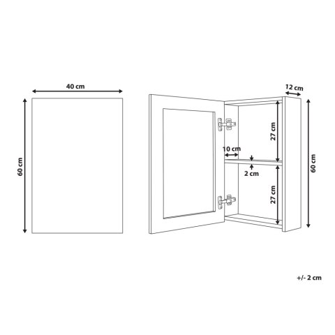 Szafka łazienkowa wisząca z lustrem 40 x 60 cm biała PRIMAVERA