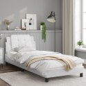 VidaXL Rama łóżka z zagłówkiem, biała, 90x200 cm, sztuczna skóra