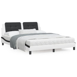 VidaXL Rama łóżka z zagłówkiem, biało-czarna, 160x200 cm, ekoskóra