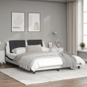 Rama łóżka z zagłówkiem, biało-czarna, 160x200 cm, ekoskóra Lumarko!