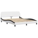 VidaXL Rama łóżka z zagłówkiem, biało-czarna, 160x200 cm, ekoskóra