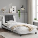 VidaXL Rama łóżka z zagłówkiem, biało-czarna, 90x190 cm, ekoskóra