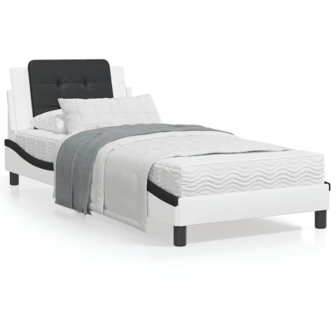 Rama łóżka z zagłówkiem, biało-czarna, 90x200cm, sztuczna skóra Lumarko!